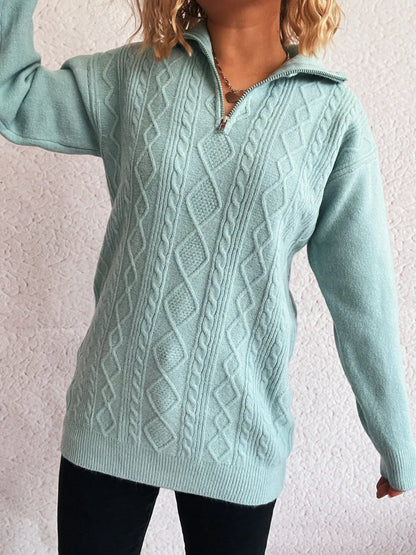 Cable-Knit Trui Dames Blauw