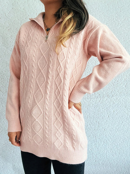 Cable-Knit Trui roze dames