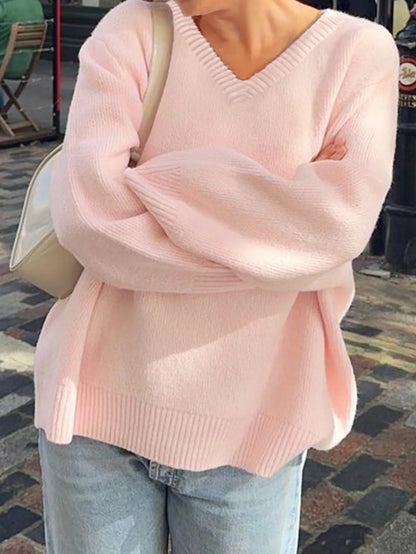 Oversized Trui Dames roze voorkant