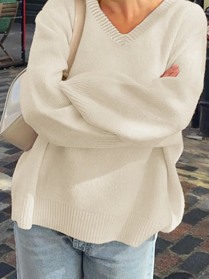 Oversized basic Trui Dames wit voorkant