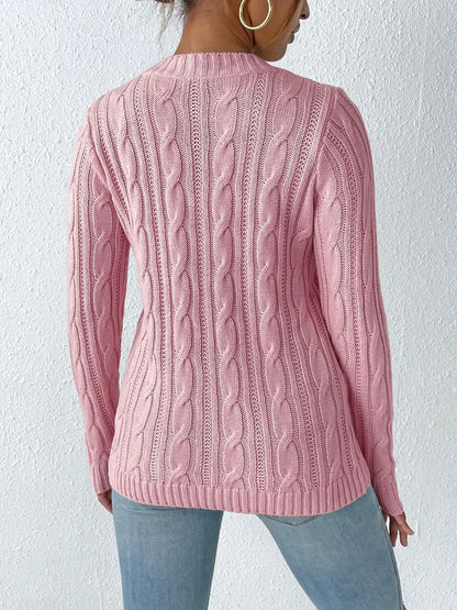 cable knit trui dames roze achterkant