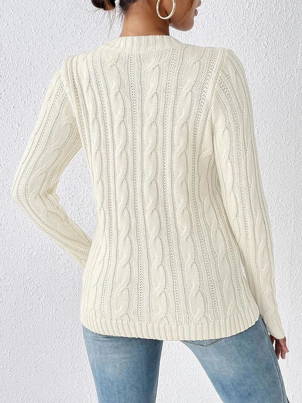 cable knit trui dames wit achterkant