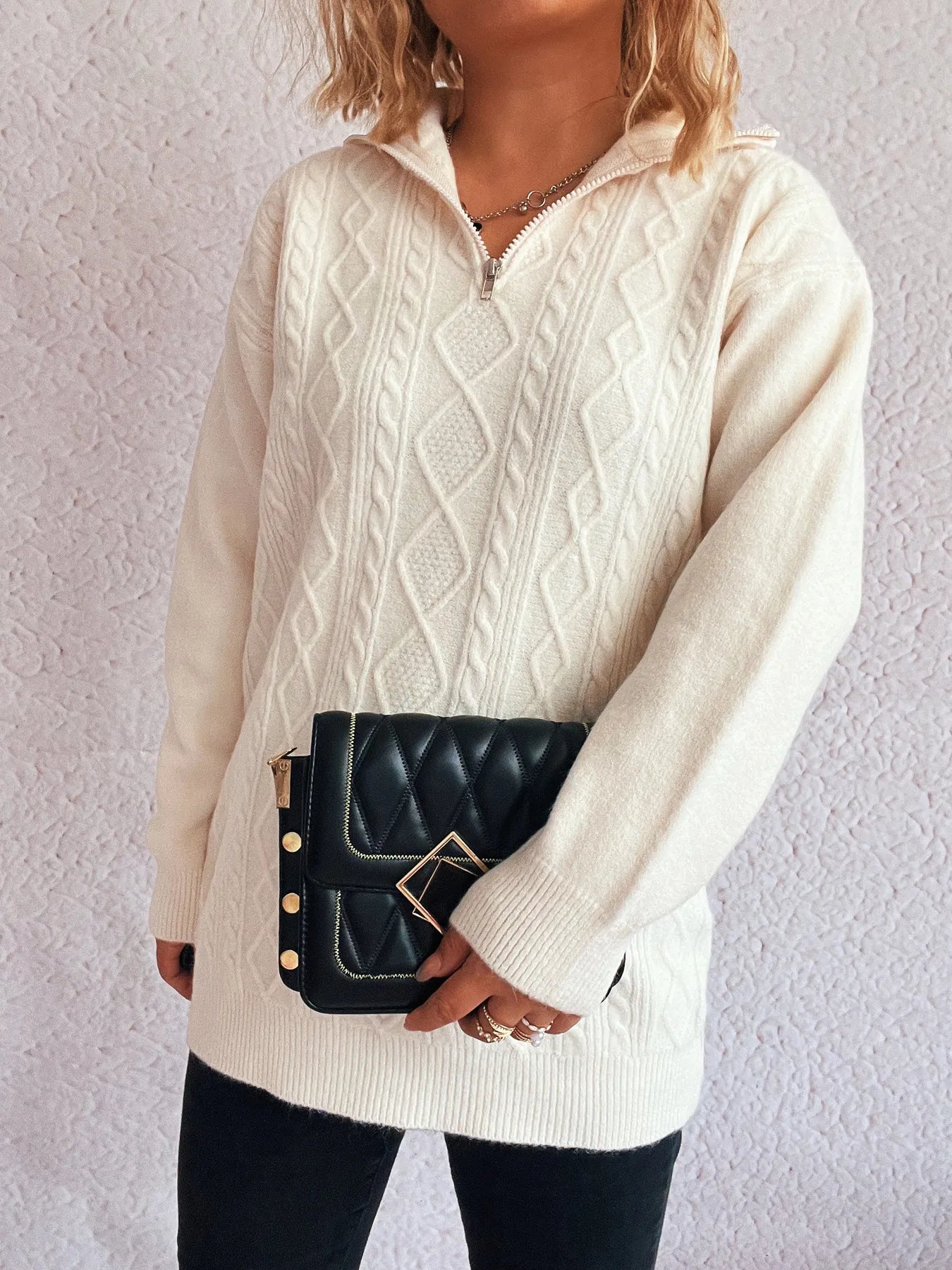 dames Cable-Knit Trui wit