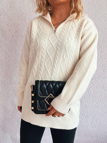 dames Cable-Knit Trui wit