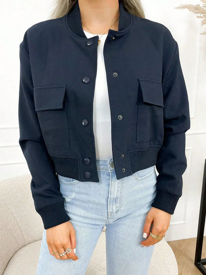 damesjas donkerblauw voering voorkant