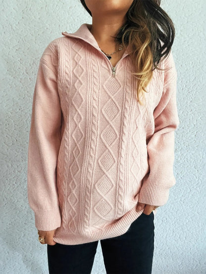 voorkant Cable-Knit Trui roze dames