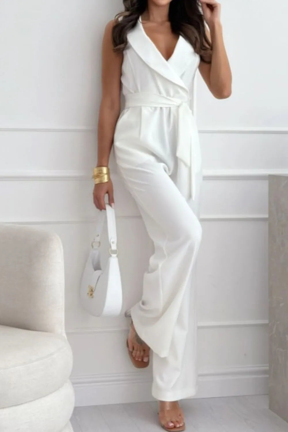 witte zomerse jumpsuit voorkant